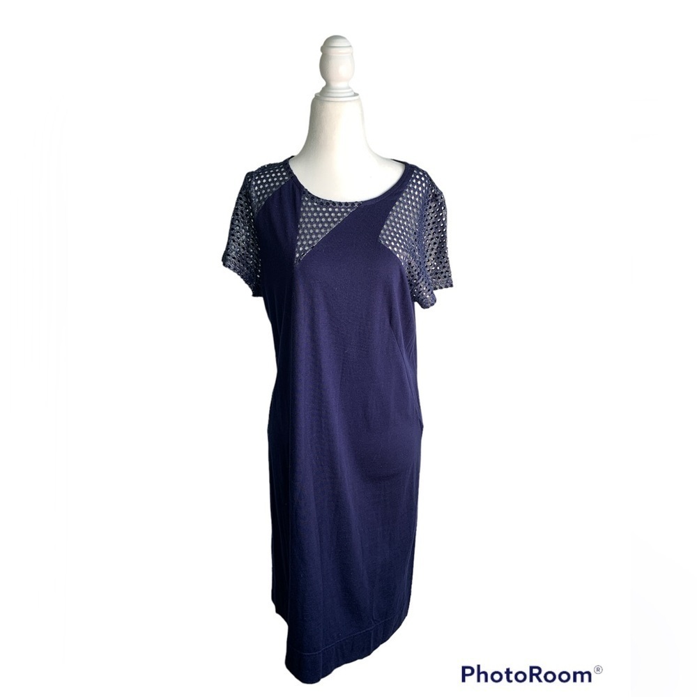 Marc By Marc Jacobs Mesh Cotton Modal Blue Sheath Dress sz L
